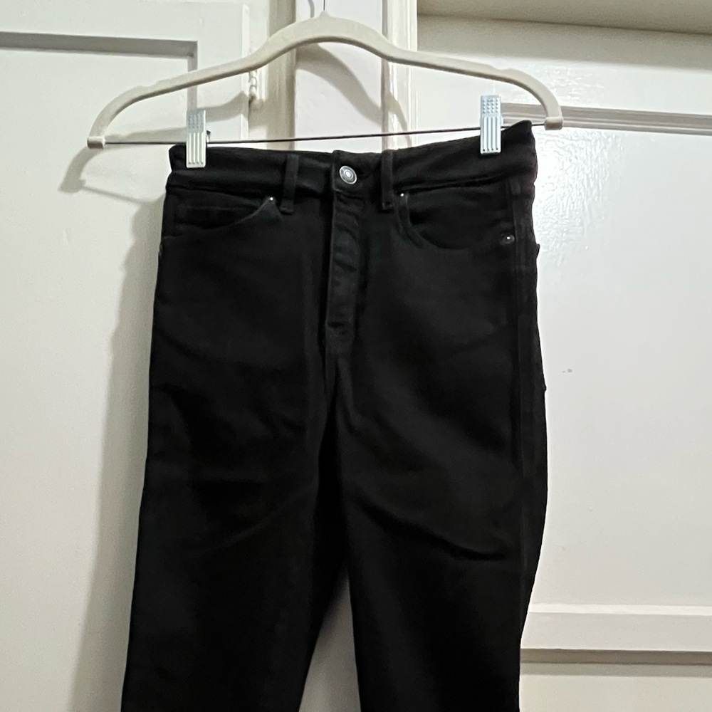 Free People We the free hi rise skinny distressed hem jeans ink black size 26 - Picture 4 of 14
